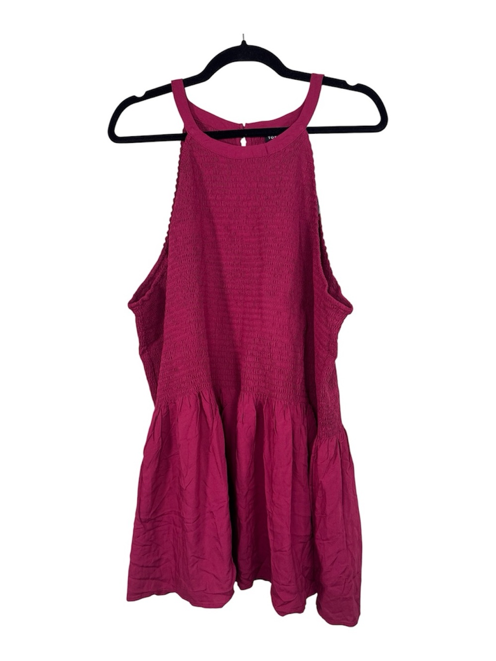 Torrid Magenta Pink Smocked Peplum Blouse Womens 4X Preppy Boho Sleeveless